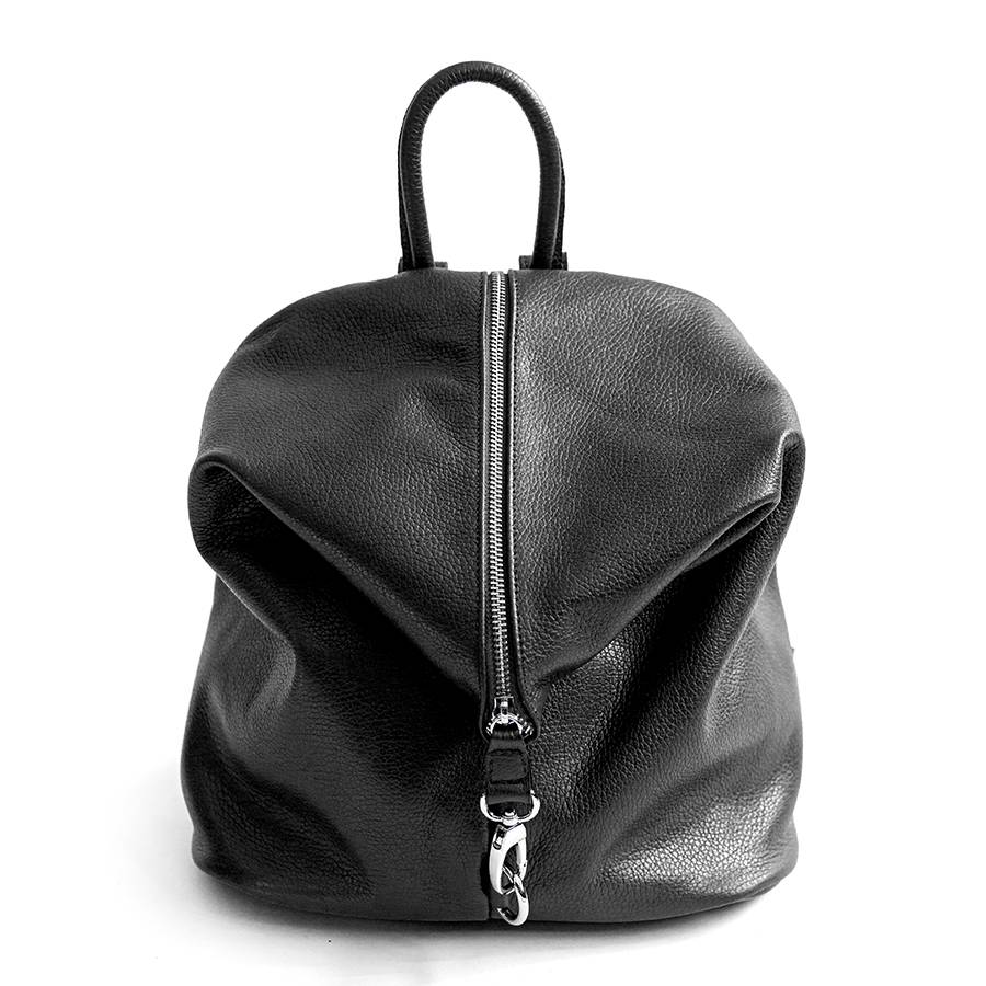 Laura Di Maggio FLIP – Zaino con zip in pelle nero Prezzo Ridotto