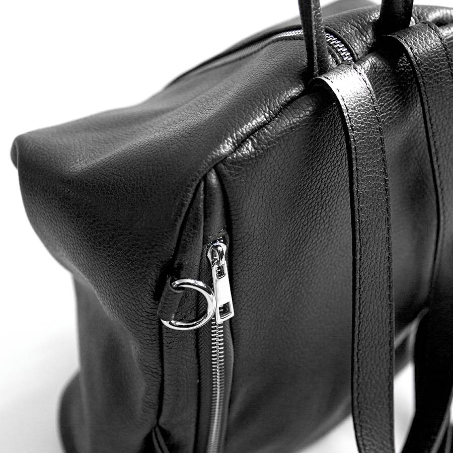 Laura Di Maggio FLIP – Zaino con zip in pelle nero Prezzo Ridotto