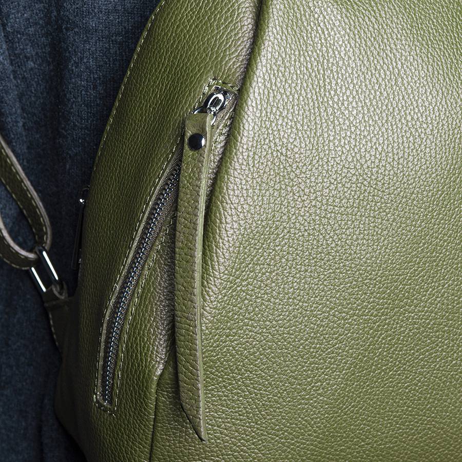 Laura Di Maggio ZIP – zainetto in pelle dollaro oliva Nuova