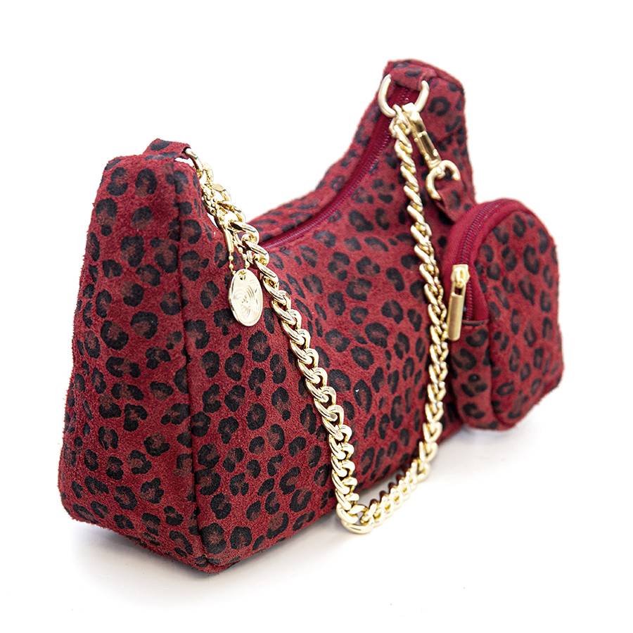 Laura Di Maggio AVANA – bag in camoscio con stampa animalier rossa Saldi
