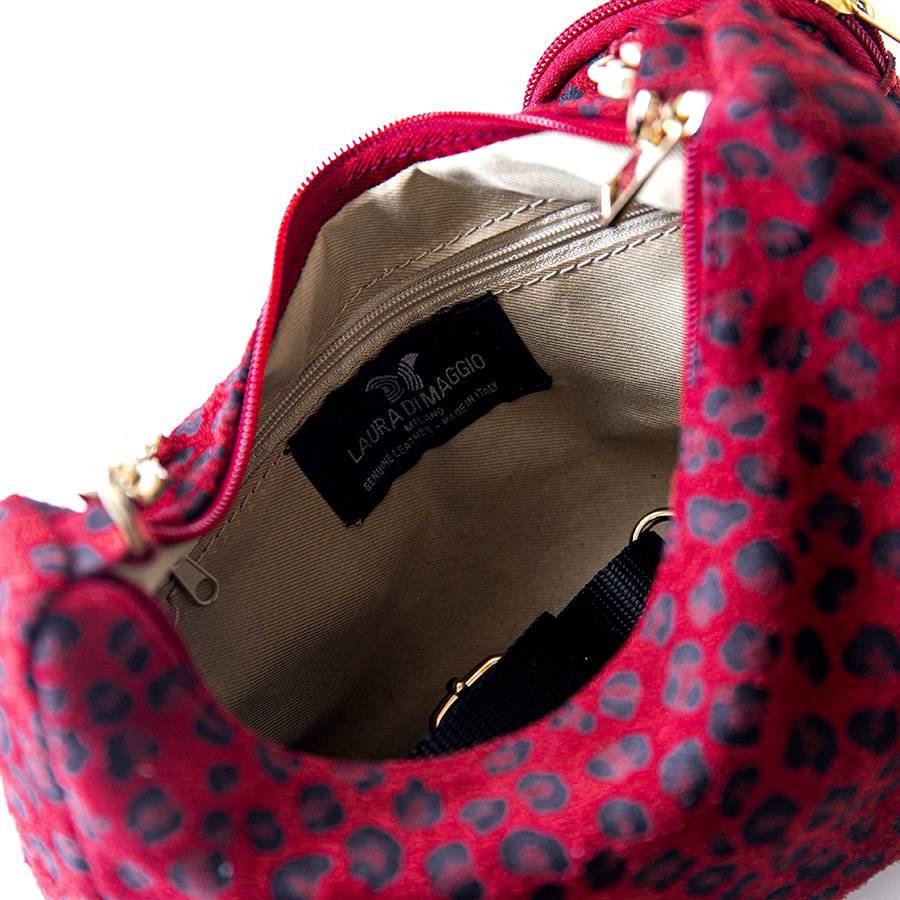 Laura Di Maggio AVANA – bag in camoscio con stampa animalier rossa Saldi