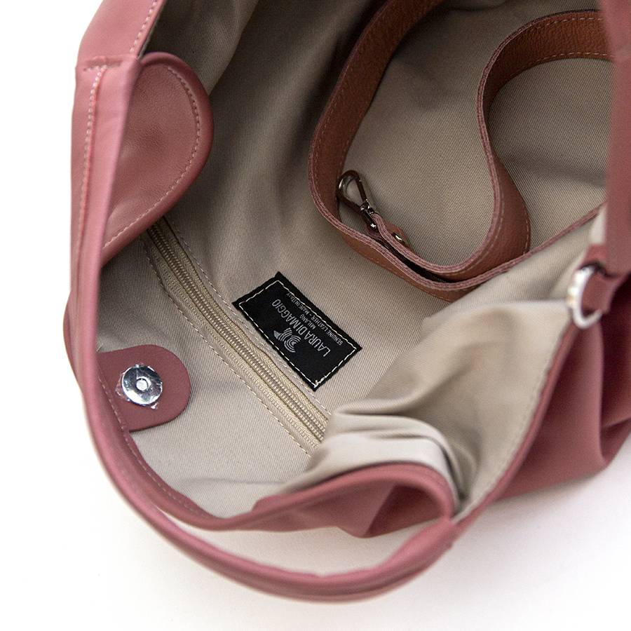 Laura Di Maggio ELSA – Sacca maxi in pelle nappa rosa malva Saldi Di Fabbrica