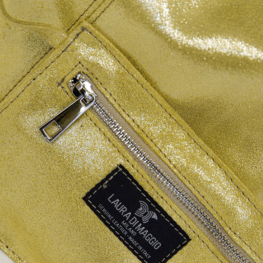 Laura Di Maggio GLIETTER – sacca in pelle glitter gialla Nuova