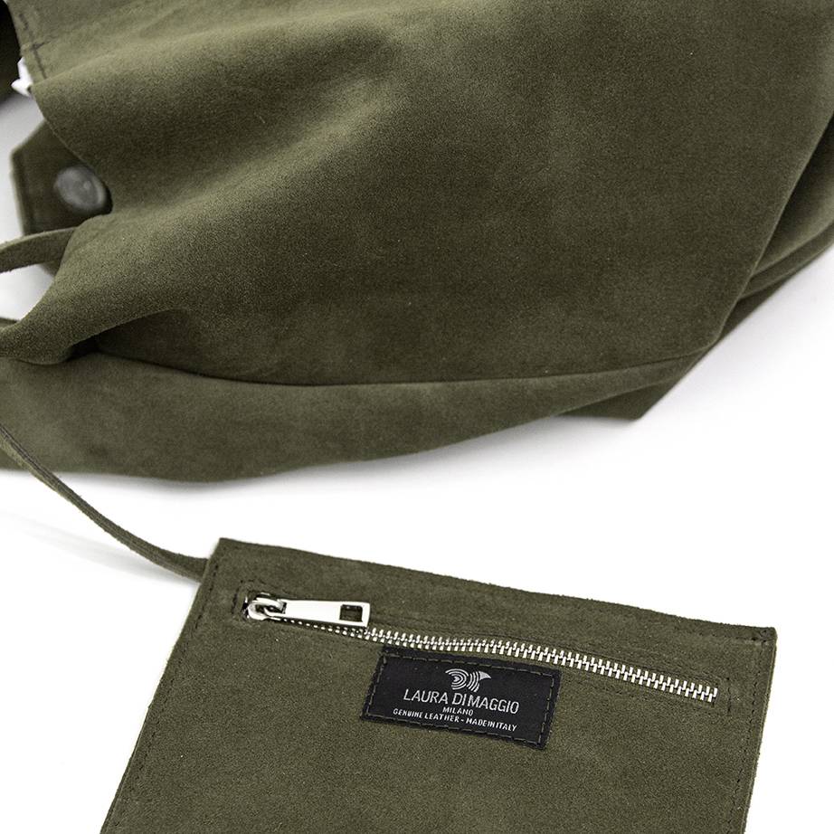 Laura Di Maggio LE SAC – sacca in pelle camoscio verde militare Moda