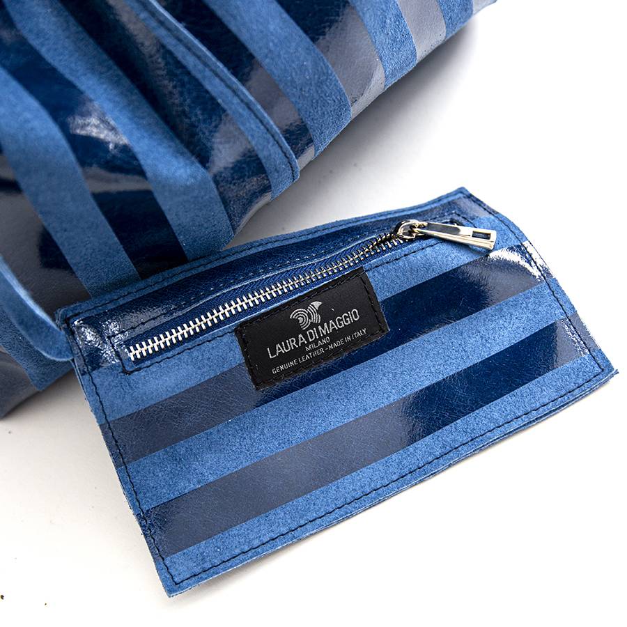 Laura Di Maggio LE SAC – sacca in pelle a righe blu 2025