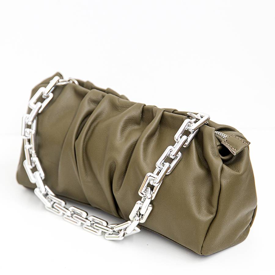 Laura Di Maggio MUFFIN – Borsa in pelle nappa verde oliva Promozione