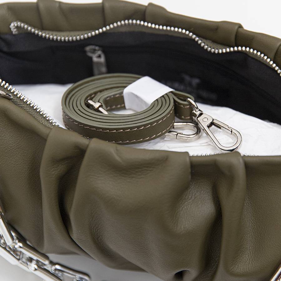Laura Di Maggio MUFFIN – Borsa in pelle nappa verde oliva Promozione