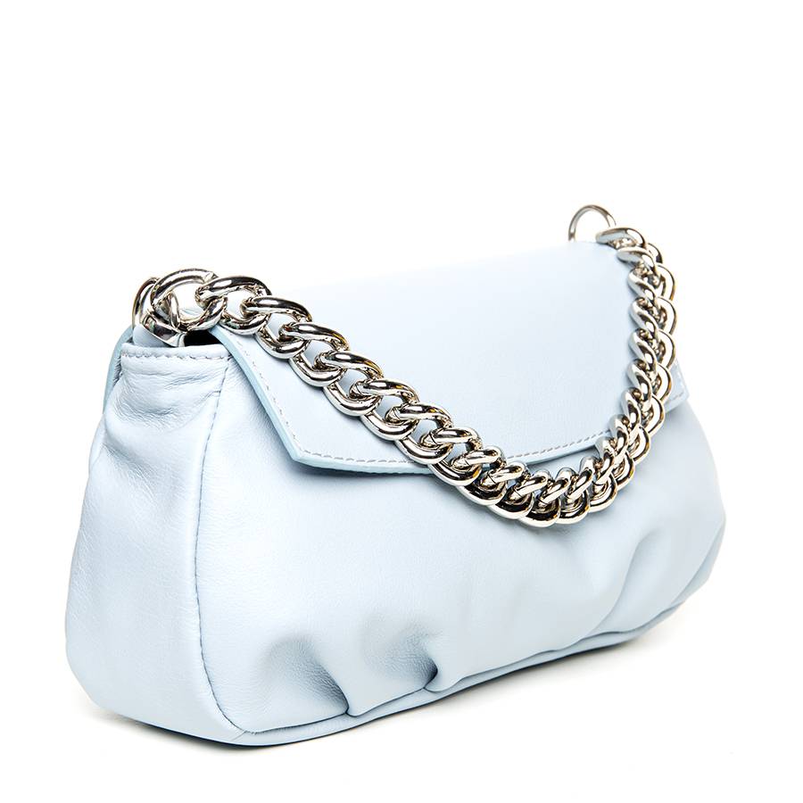 Laura Di Maggio BONBON – Borsa da sera in pelle soft azzurra Spedizione Gratuita