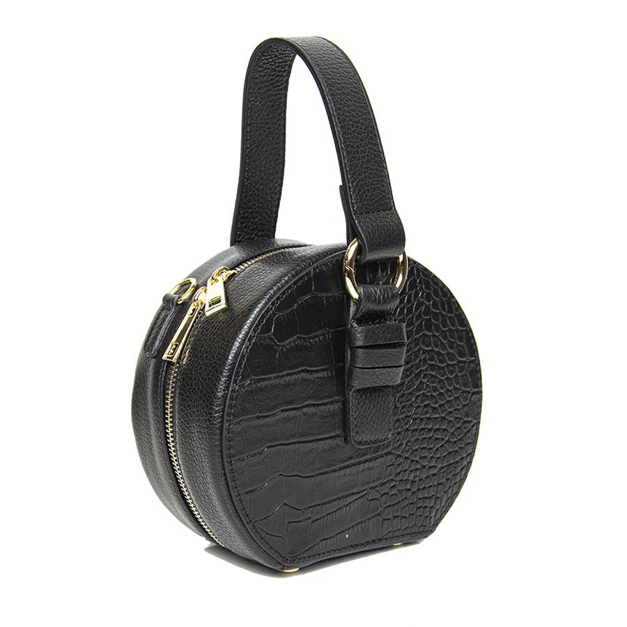 Laura Di Maggio LADY – Borsa circolare in pelle stampa cocco nera Pezzi Unici