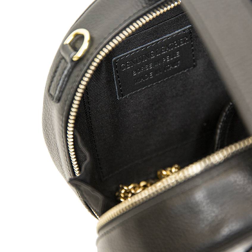 Laura Di Maggio LADY – Borsa circolare in pelle stampa cocco nera Pezzi Unici