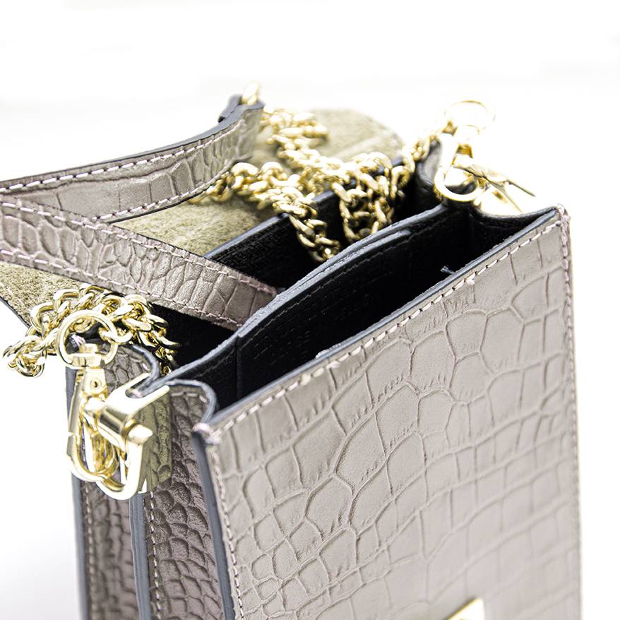 Laura Di Maggio SOIRÉE – Borsa da Sera in Pelle Stampa Cocco – Taupe Negozi Online