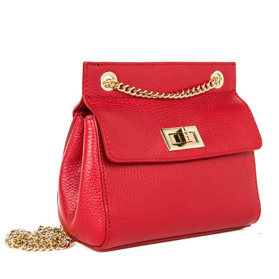 Laura Di Maggio GRETA – mini bag in pelle rossa con manici a catena Convenienza