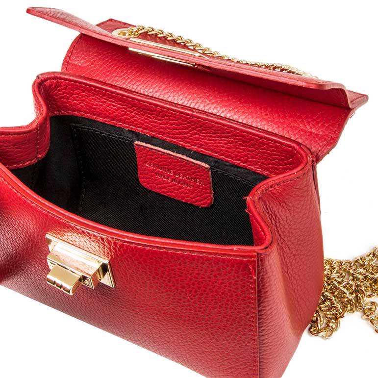 Laura Di Maggio GRETA – mini bag in pelle rossa con manici a catena Convenienza