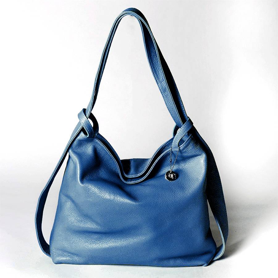 Laura Di Maggio VENICE – Zaino/borsa in pelle dollaro blu jeans In Vendita