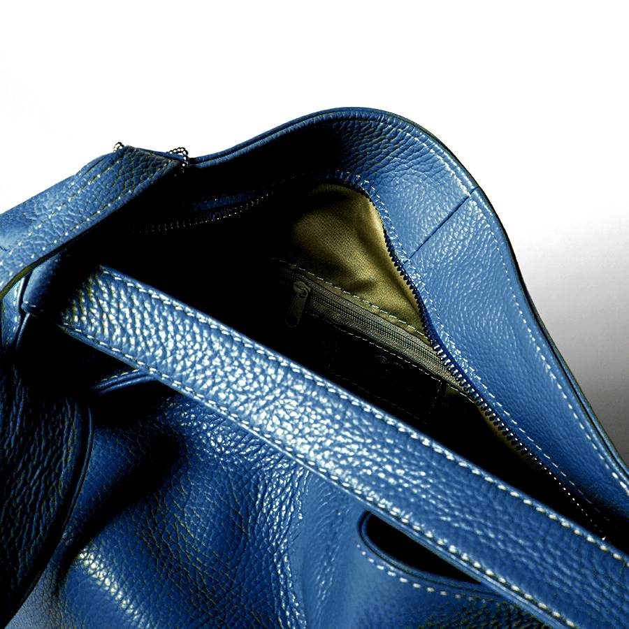 Laura Di Maggio VENICE – Zaino/borsa in pelle dollaro blu jeans In Vendita