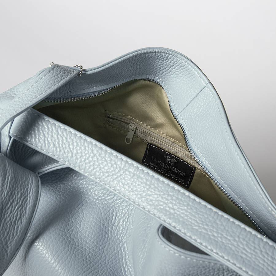 Laura Di Maggio VENICE – Zaino/borsa in pelle dollaro azzurro Vendita Calda