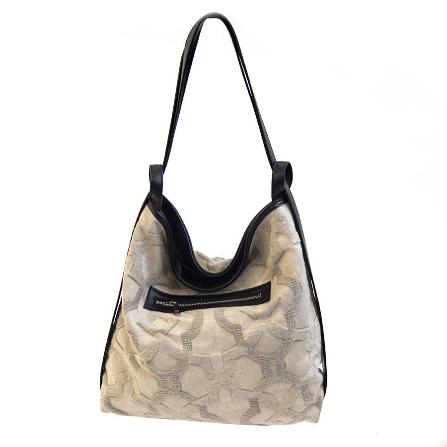 Laura Di Maggio VENICE – Zaino/borsa in pelle e tessuto beige Negozio