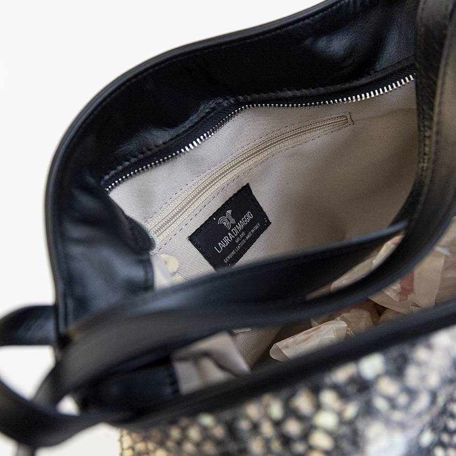 Laura Di Maggio VENICE – Zaino/borsa in pelle e tessuto roccia In Saldo