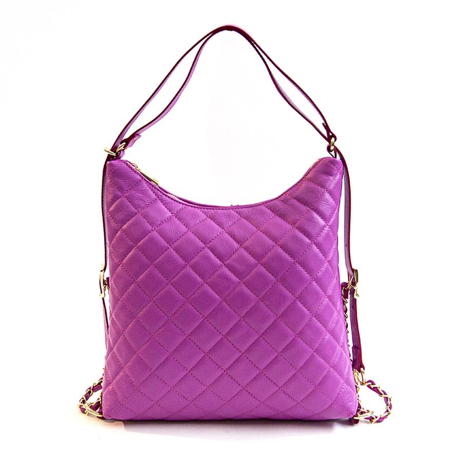 Laura Di Maggio ISABEL – Zaino/borsa in nappa trapuntata fuxia Moda