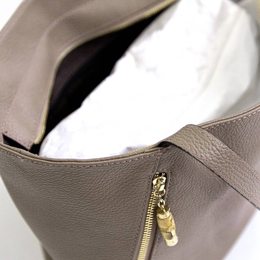 Laura Di Maggio BAMBU’ SHOPPER – Borsa in pelle taupe Novità