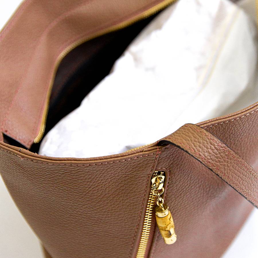 Laura Di Maggio BAMBU’ SHOPPER – Borsa in pelle cuoio Presa