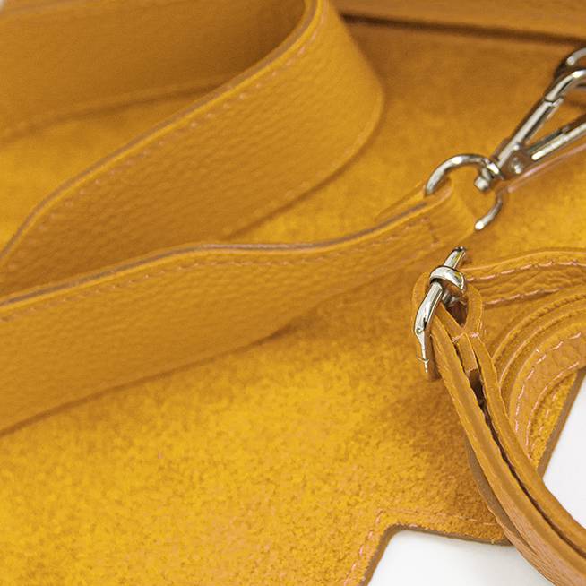 Laura Di Maggio BIJOUX – Postina in pelle dollaro e camoscio gialla Vendita Economica
