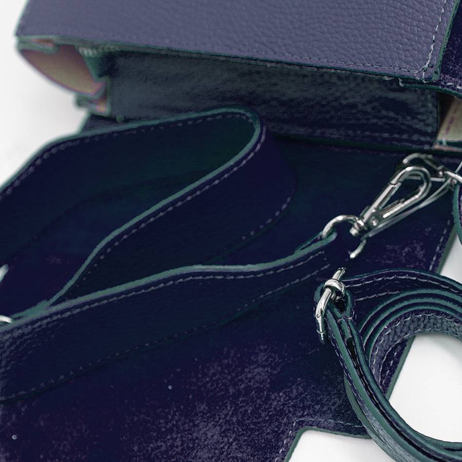 Laura Di Maggio BIJOUX – Postina in pelle dollaro e camoscio blu Saldi Di Fabbrica