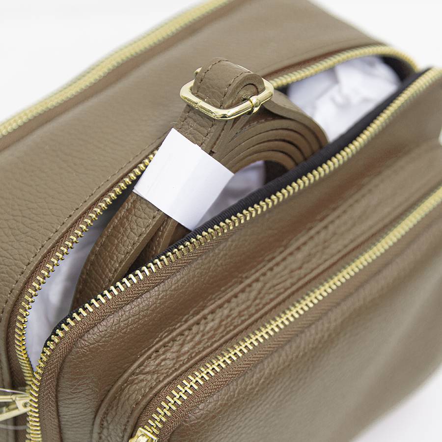 Laura Di Maggio SAPONETTA OVER – Borsa a tracolla in pelle dollaro taupe Vendite Flash