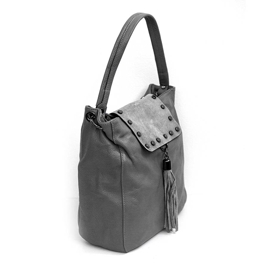 Laura Di Maggio ISIDORA – Borsa in pelle dollaro + camoscio antracite Negozio