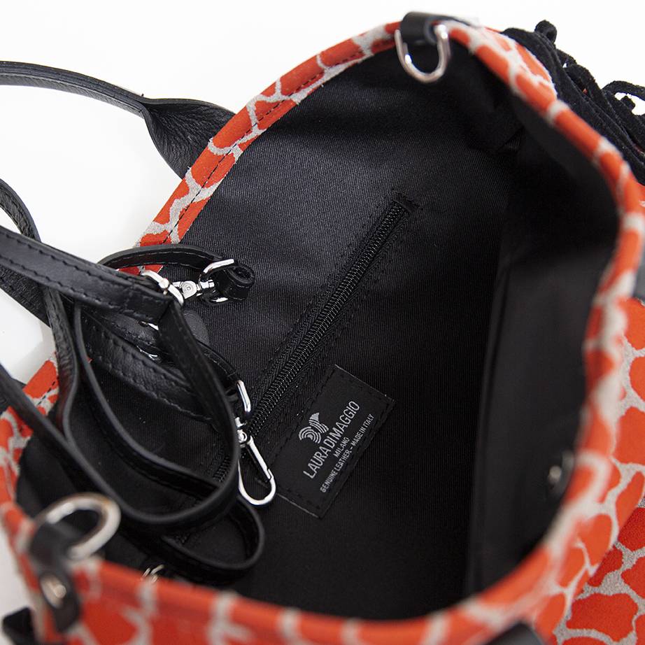 Laura Di Maggio JENNY – Borsa in camoscio stampa giraffa arancio In Linea