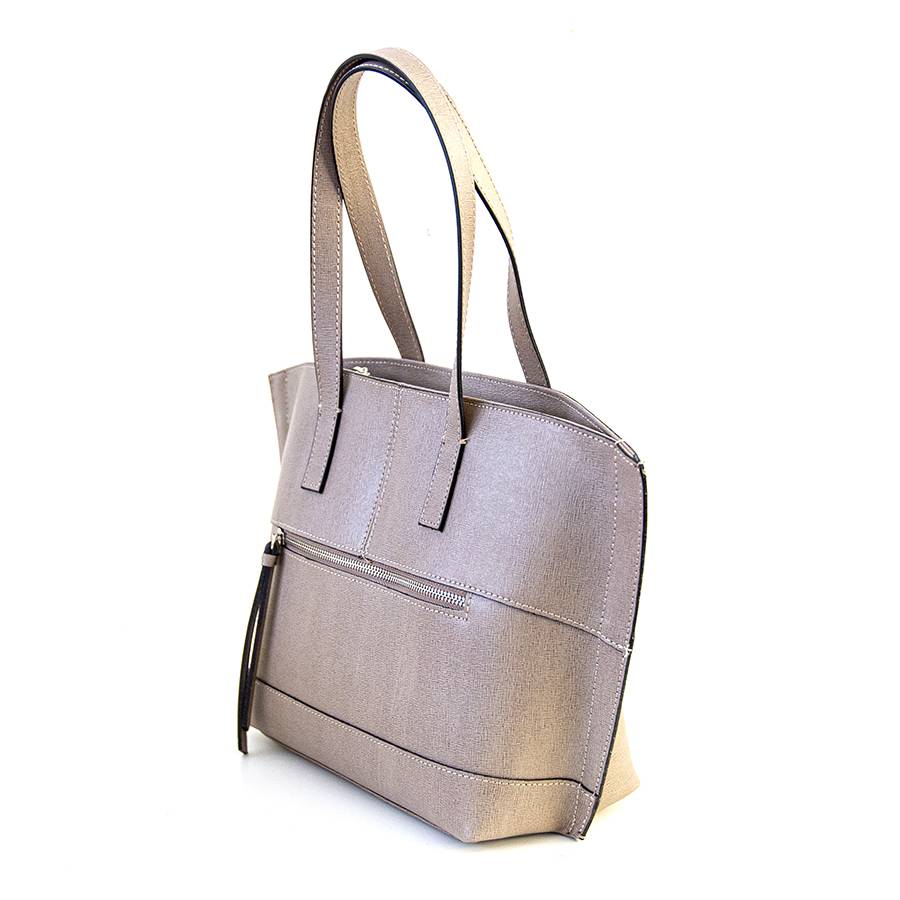 Laura Di Maggio SIMONA – Shopper in pelle saffiano taupe Spedizione Gratuita
