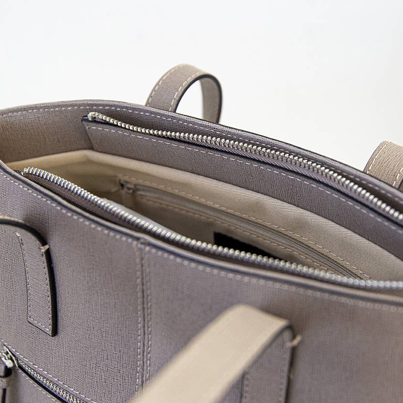Laura Di Maggio SIMONA – Shopper in pelle saffiano taupe Spedizione Gratuita