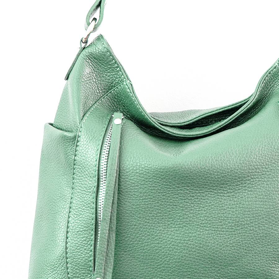 Laura Di Maggio ZIPPY – sacca in pelle con zip menta Acquista Ora