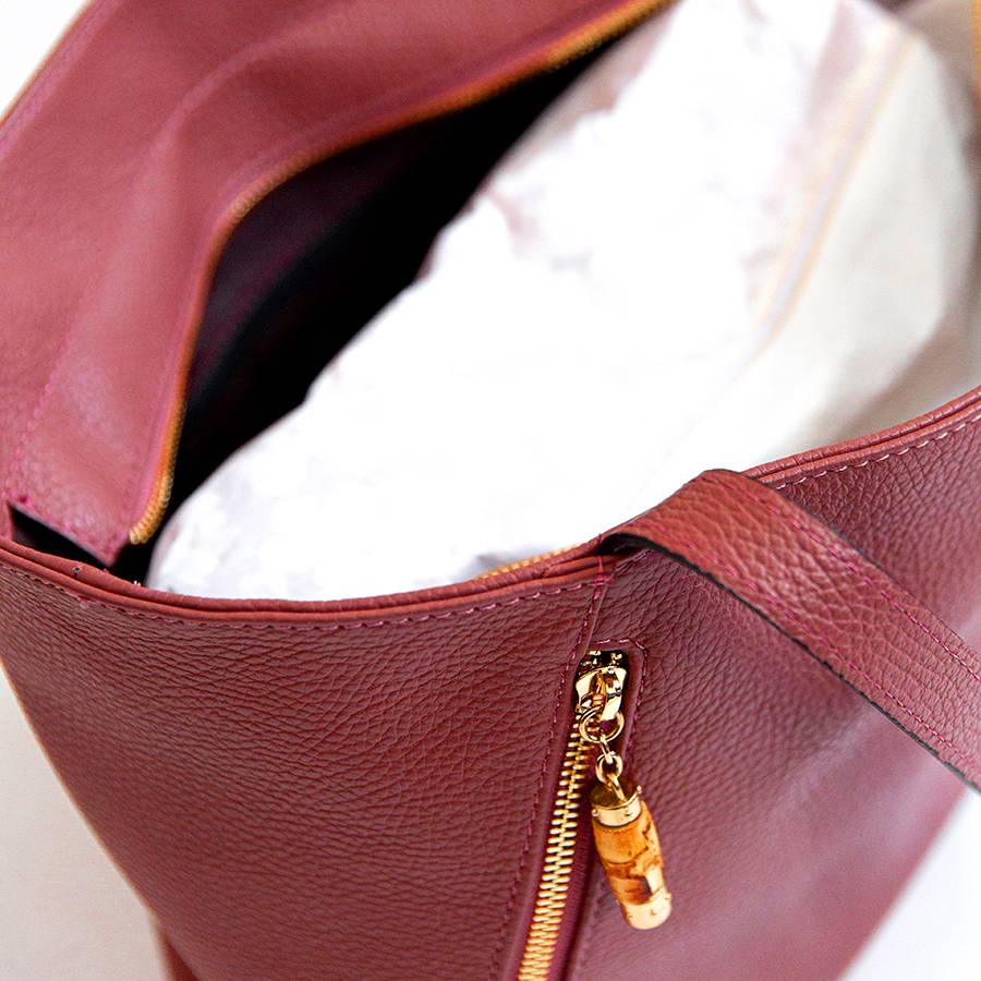 Laura Di Maggio BAMBU’ SHOPPER – Borsa in pelle rossa Presa