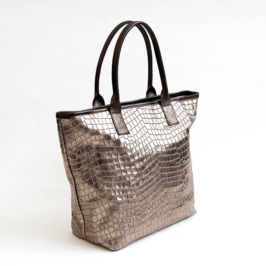 Laura Di Maggio ALTEA – shopping in pelle laminata stampa cocco Spedizione Gratuita
