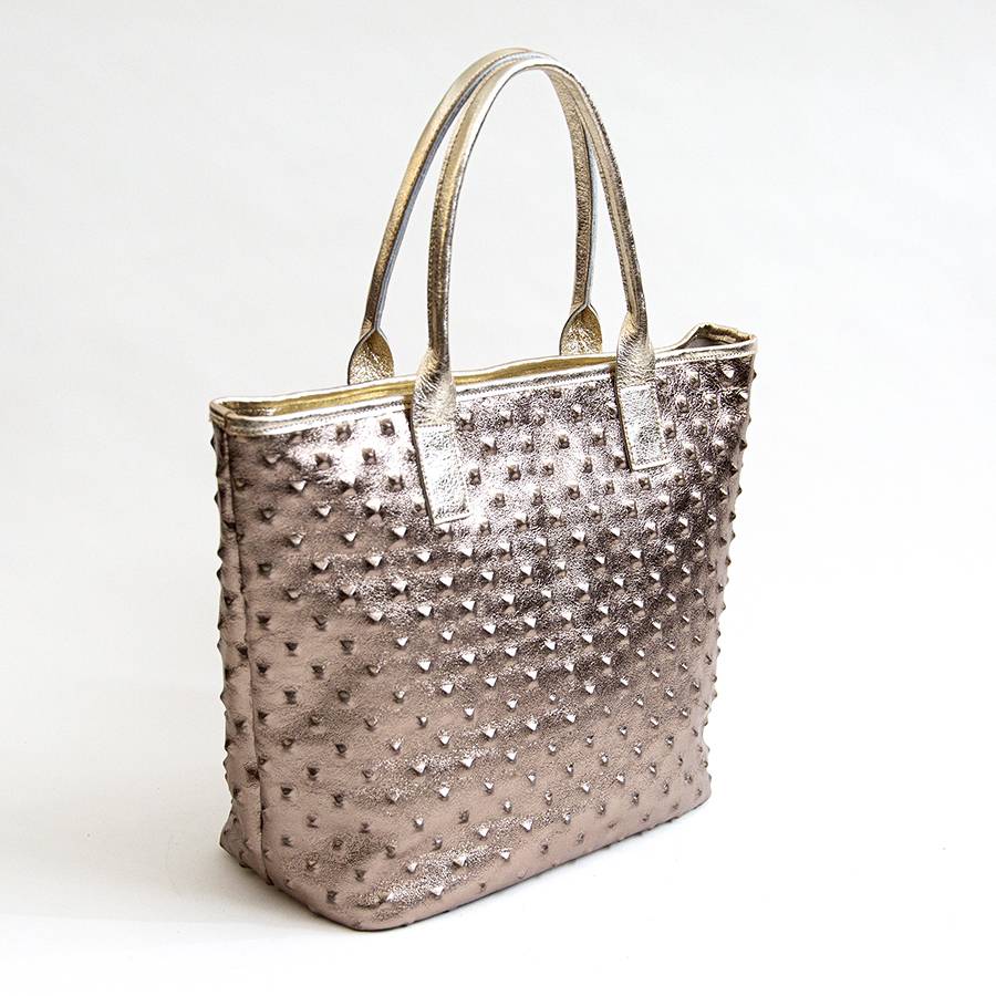 Laura Di Maggio ALTEA – shopping in pelle stampa chiodo bronzo Pezzi Unici
