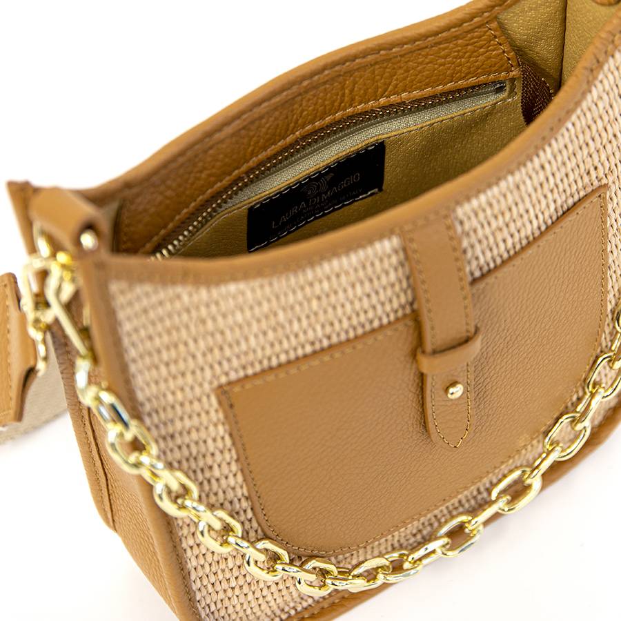 Laura Di Maggio BEA – Borsa in pelle e rafia con tracolla nastro Fino Al -60%