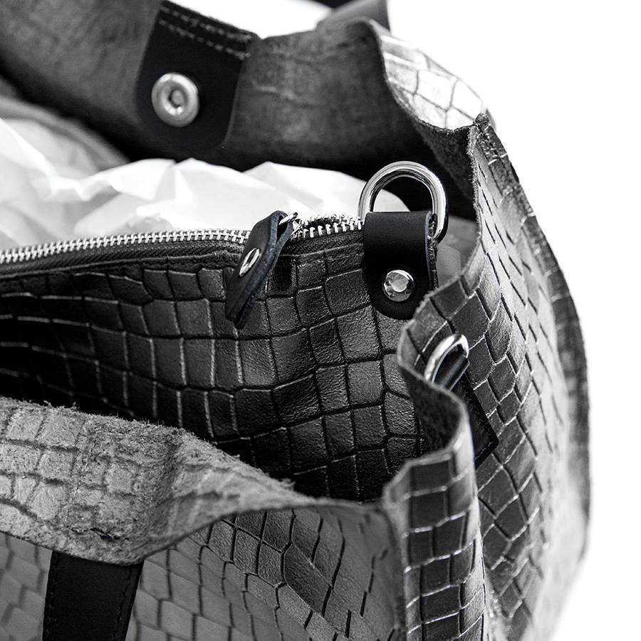 Laura Di Maggio DIAMANTE – shopping in pelle stampa cocco laminata canna fucile Presa