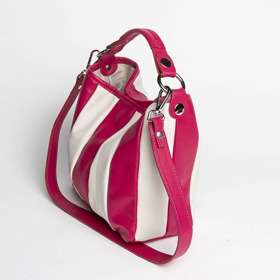 Laura Di Maggio TESSA MINI – Secchiello in pelle nappa trapuntata azalea Vendita Calda