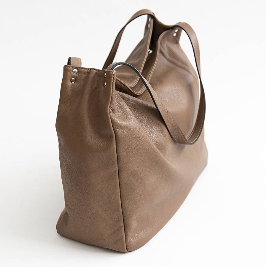 Laura Di Maggio AMBROSIA – shopping in pelle nappa taupe Pezzi Unici