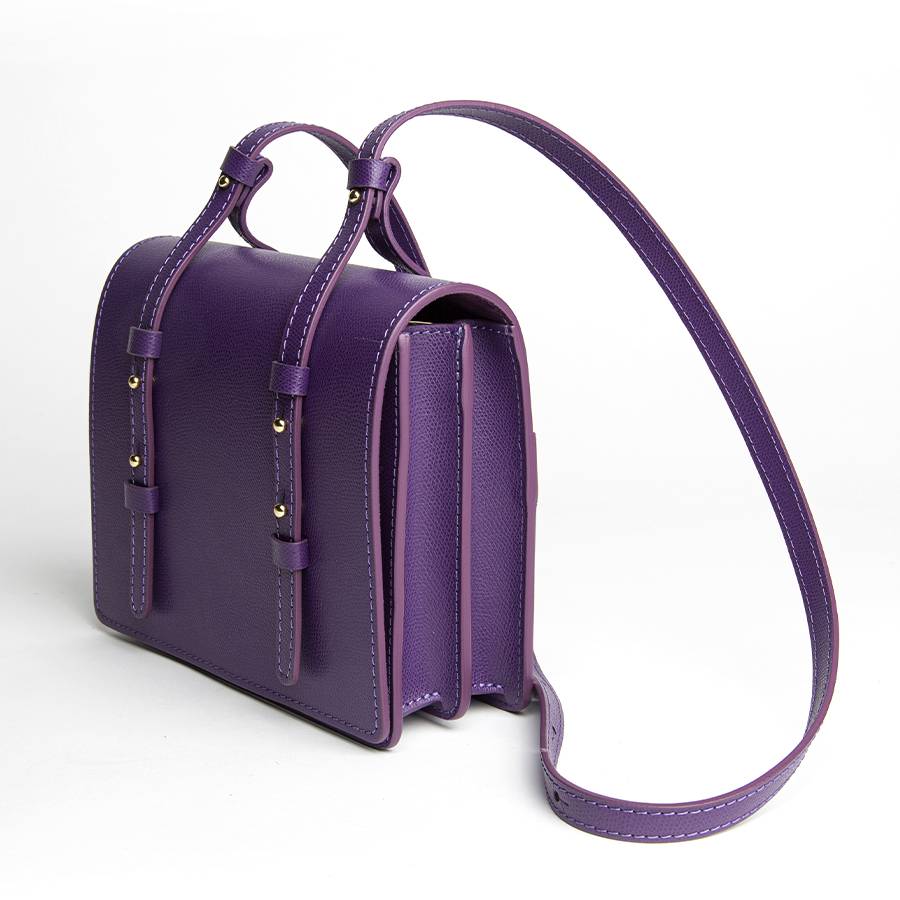 Laura Di Maggio LEA – Postina in pelle saffiano viola Consegna Veloce