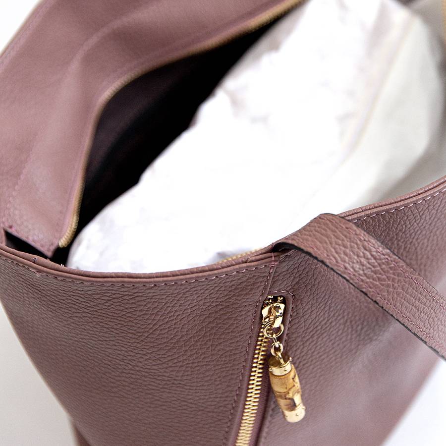 Laura Di Maggio BAMBU’ SHOPPER – Borsa in pelle marsala Vendite Flash