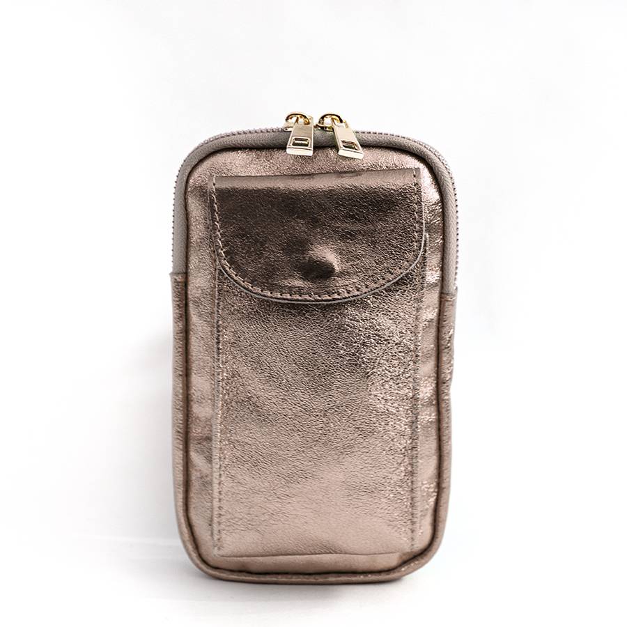 Laura Di Maggio PORTACELLULARE – pelle laminata bronzo Negozio