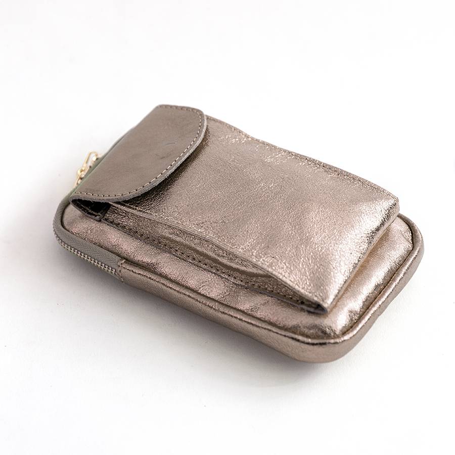 Laura Di Maggio PORTACELLULARE – pelle laminata bronzo Negozio
