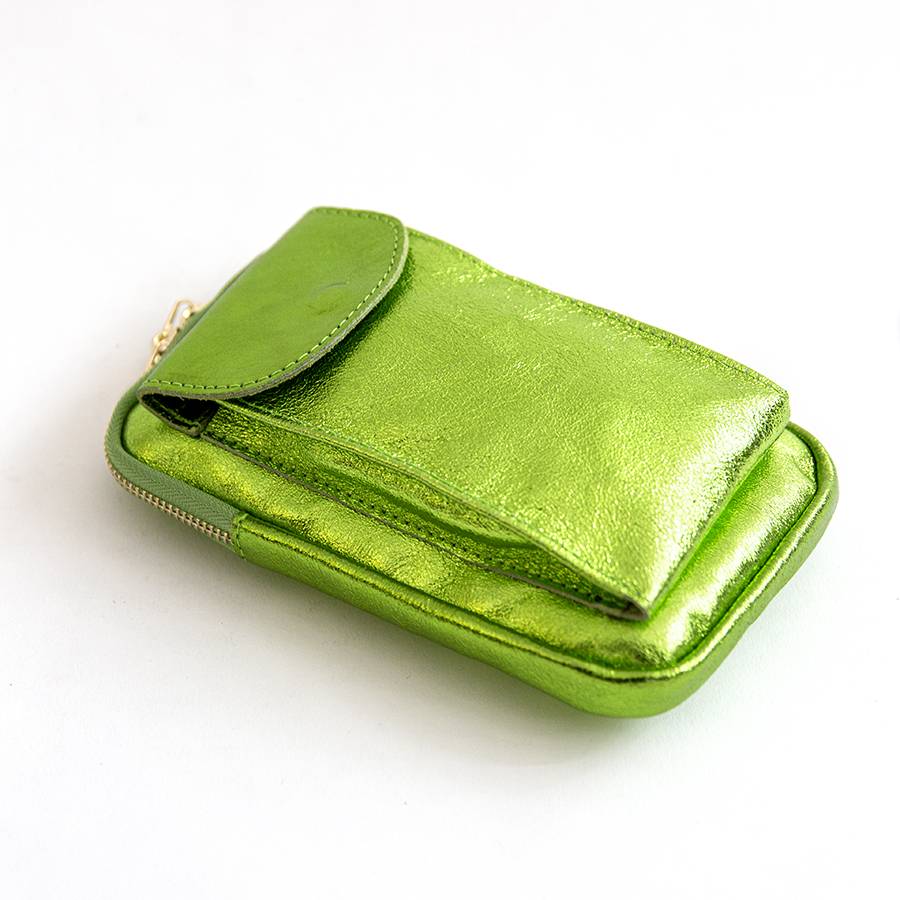 Laura Di Maggio PORTACELLULARE – pelle laminata verde mela Moda