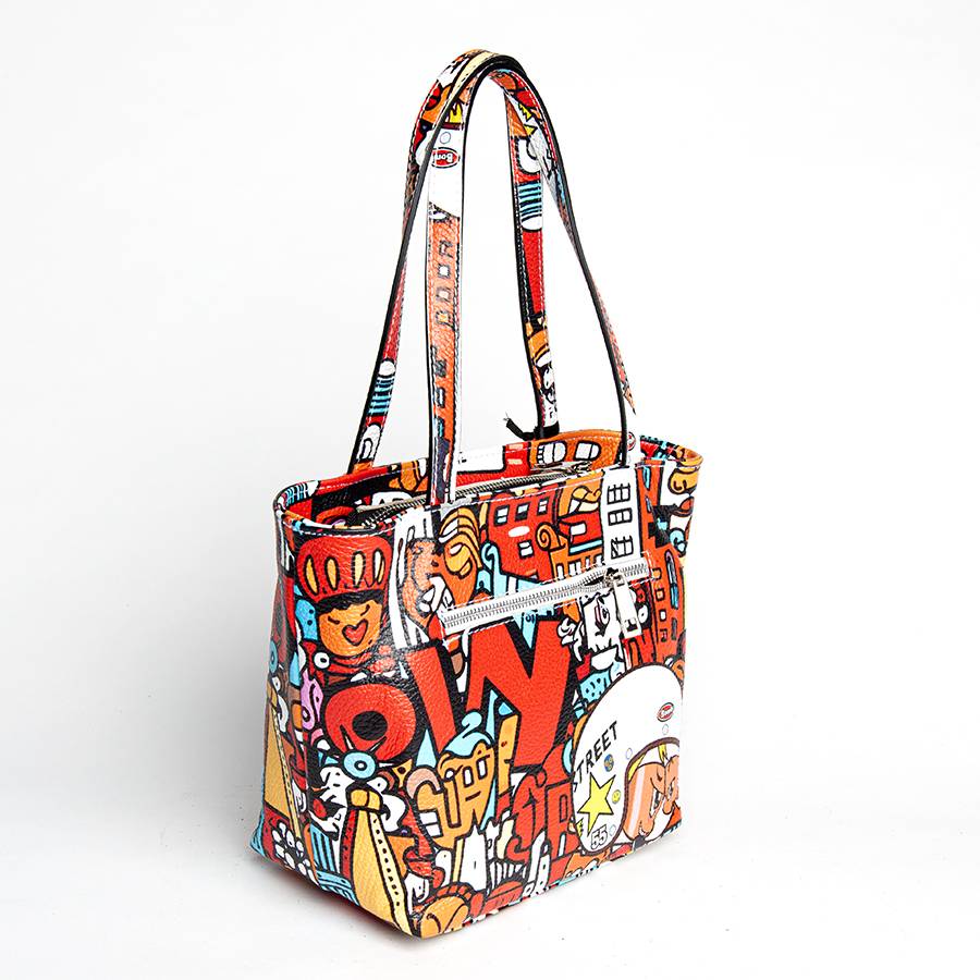 Laura Di Maggio DOODLE – shopping in pelle serigrafata rossa Flash Sale
