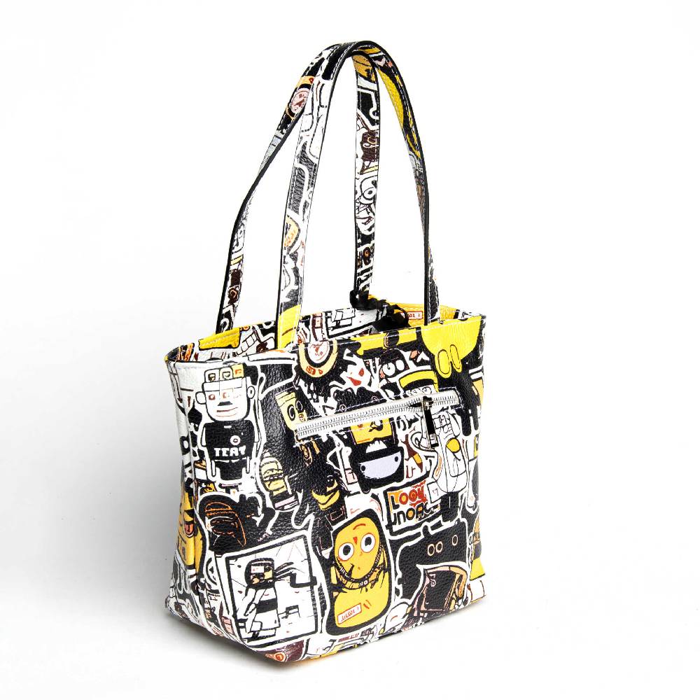 Laura Di Maggio DOODLE – shopping in pelle serigrafata bianca Fornitura limitata