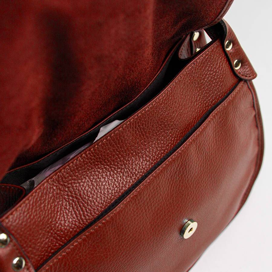 Laura Di Maggio SADDLE – postina in pelle e camoscio rubino Offerta esclusiva
