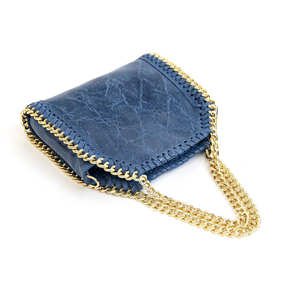 Laura Di Maggio LUMI – Borsa con catene in pelle vintage blu Offerta San Valentino