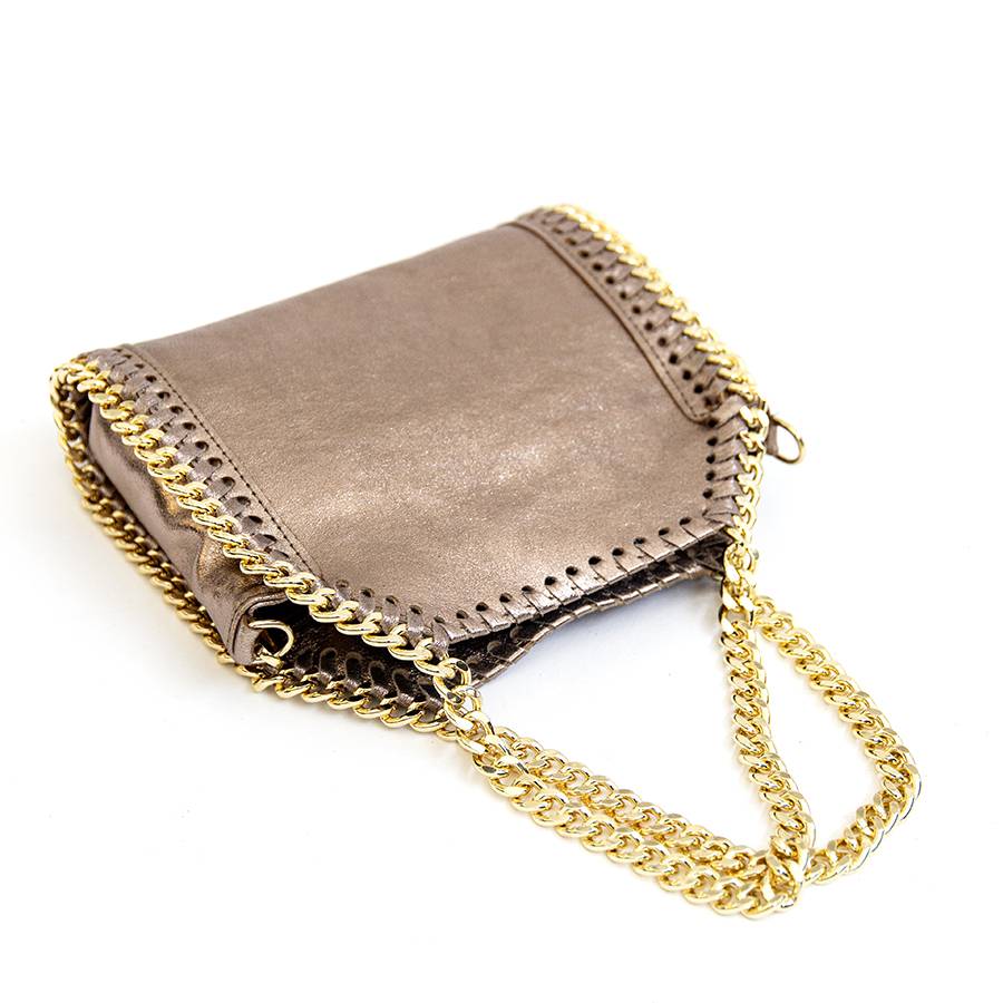 Laura Di Maggio LUMI – Borsa con catene in pelle laminata bronzo Offerta Anniversario